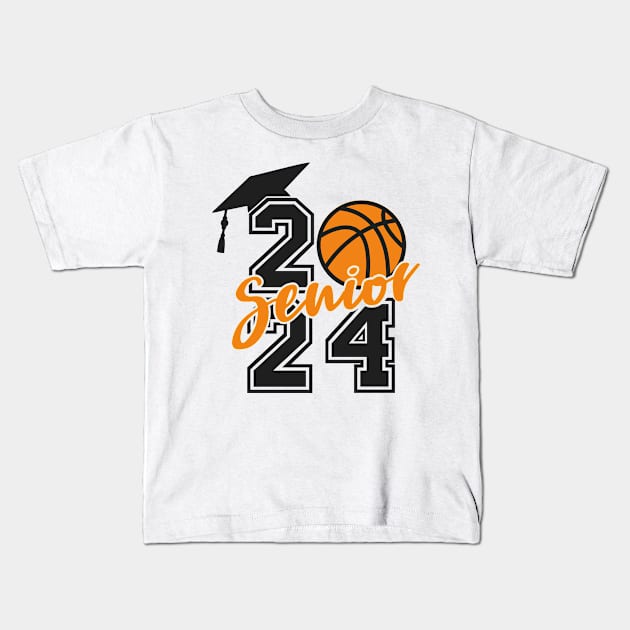 Senior 2024 Basketball Kids T-Shirt by Folke Fan Cv